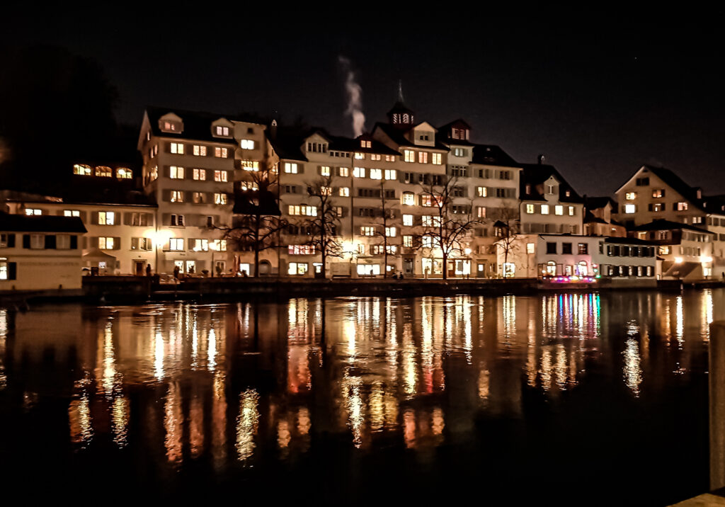 Walking along the Zurich river